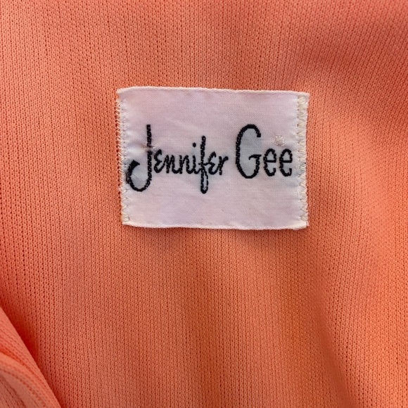 Jennifer Gee Vintage Midi Shirt Dress Bright Peach Salmon Pink Orange - Picture 13 of 14